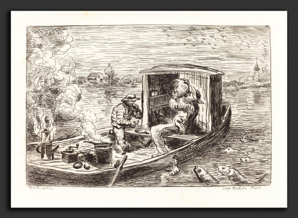 Charles-FranÃ§ois Daubigny (French, 1817 - 1878), Going Down Stream (Avallant), 1862, etching