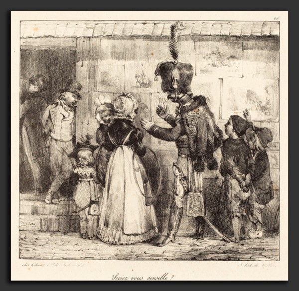 Nicolas-Toussaint Charlet (French, 1792 - 1845), Seriez vous sensible?, 1823, lithograph