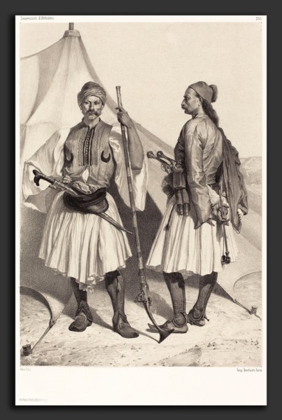 Alexandre Bida (French, 1823 - 1895), Arnautes, Ãâgypte (Albanians, Egypt), lithograph on chine