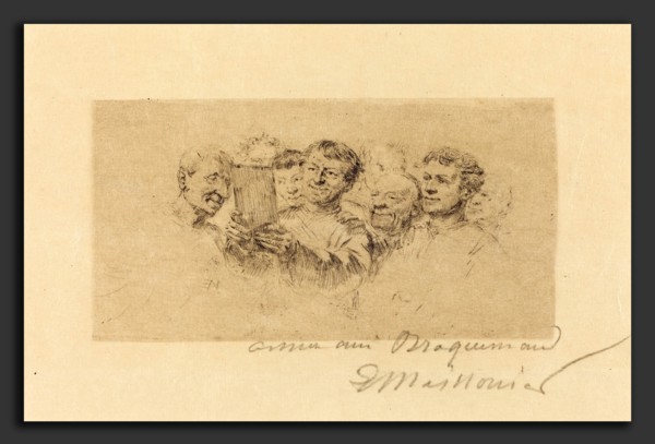 Jean-Louis-Ernest Meissonier (French, 1815 - 1891), Les Amateurs, drypoint on wove paper