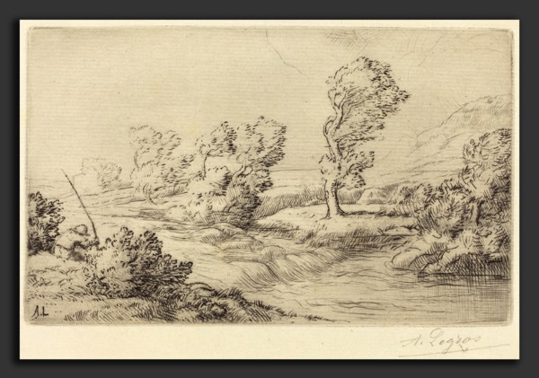 Alphonse Legros, Banks of the Marne (Bord de la Marne), French, 1837 - 1911, drypoint on light