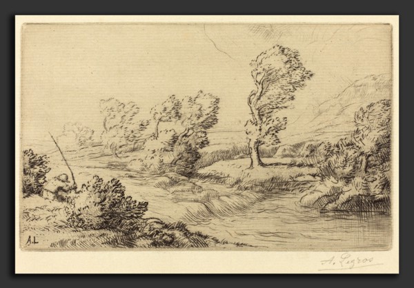 Alphonse Legros, Banks of the Marne (Bord de la Marne), French, 1837 - 1911, drypoint on light