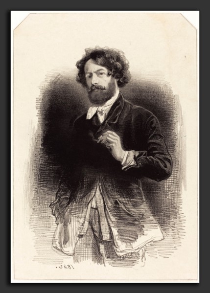 Paul Gavarni (French, 1804 - 1866), Self-Portrait with a Cigarette, 1842, lithograph in black on