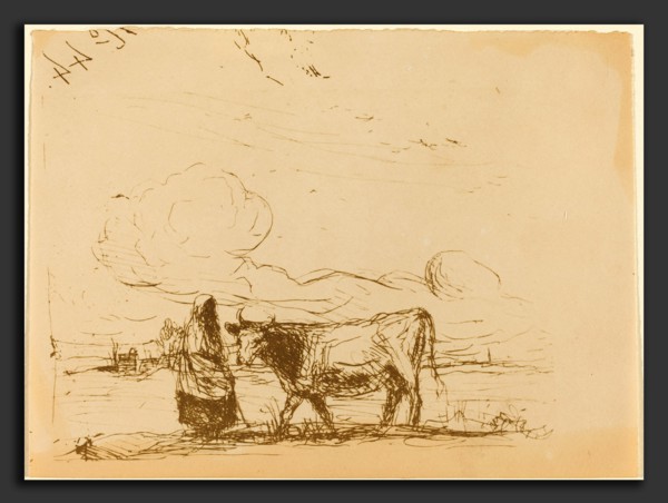 Jean-Baptiste-Camille Corot (French, 1796 - 1875), Cow and Its Keeper (La Vache et sa gardienne),