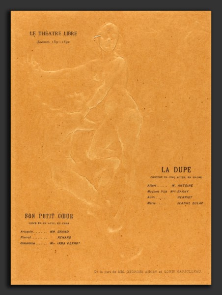Alexandre Charpentier (French, 1856 - 1909), La Dupe; Son petit coeur, 1891, embossing (gaufrage)