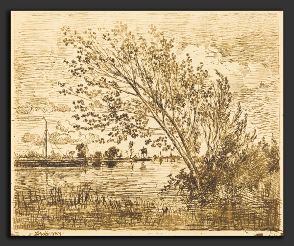 Charles-FranÃ§ois Daubigny (French, 1817 - 1878), Stand of Alders (Le Bouquet d'aunes), 1862,