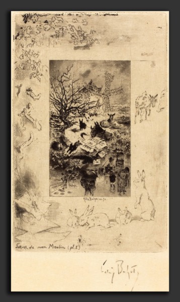 Félix-Hilaire Buhot (French, 1847 - 1898), Title Page for "Lettres de Mon Moulin", c. 1885,