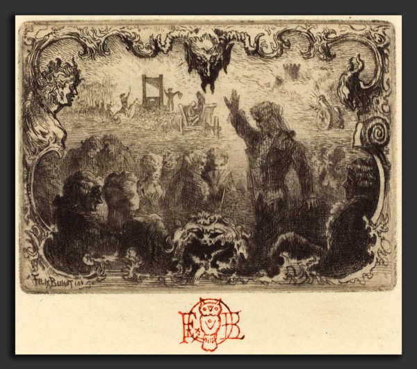 Félix-Hilaire Buhot (French, 1847 - 1898), Jacques Cazotte's "Le Diable amoureux" (3rd vignette),