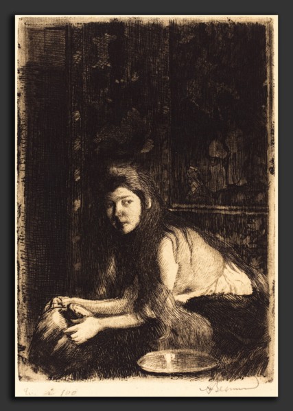 Albert Besnard (French, 1849 - 1934), Woman with a Vase (La femme au vase), 1894, etching and