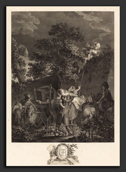 Nicolas Ponce after Pierre-Antoine Baudouin (French, 1746 - 1831), L'enlevement nocturne, 1780,
