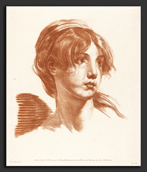 Louise Rosalie Hémery after Jean-Baptiste Greuze (French, active c. 1777), Head of a Girl, chalk