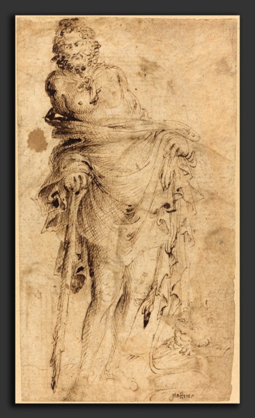 Parri Spinelli (Italian, c. 1387 - 1453), Hercules Leaning on His Club [recto], c. 1440, pen and