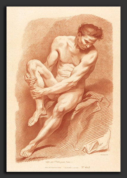 Gilles Demarteau, the Elder after Carle Van Loo (French, 1722 - 1776), Academy (403), chalk manner