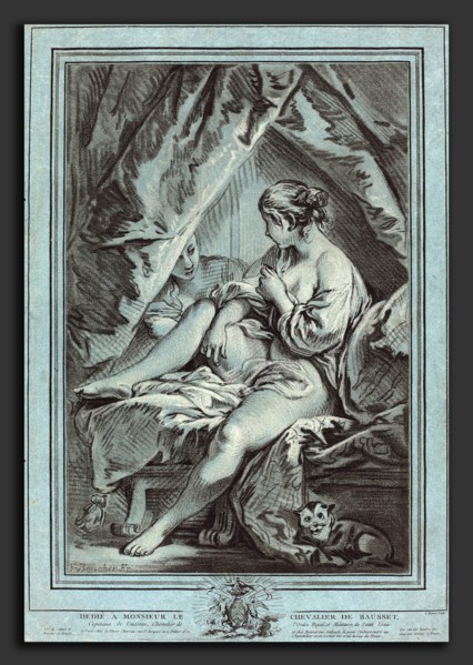 Louis-Marin Bonnet after FranÃ§ois Boucher (French, 1736 - 1793), Young Woman Seated on a Bed,