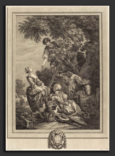 Nicolas Ponce after Pierre-Antoine Baudouin (French, 1746 - 1831), Les cerises, etching and