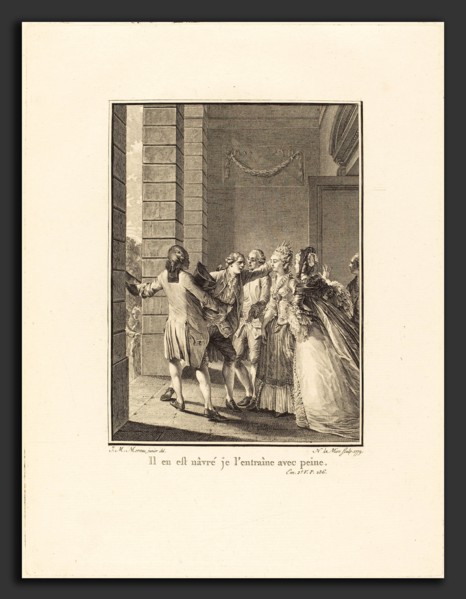 NoÃ«l Le Mire after Jean-Michel Moreau (French, 1724 - 1801), Il en est nÃ¢vré, je l'entraine avec