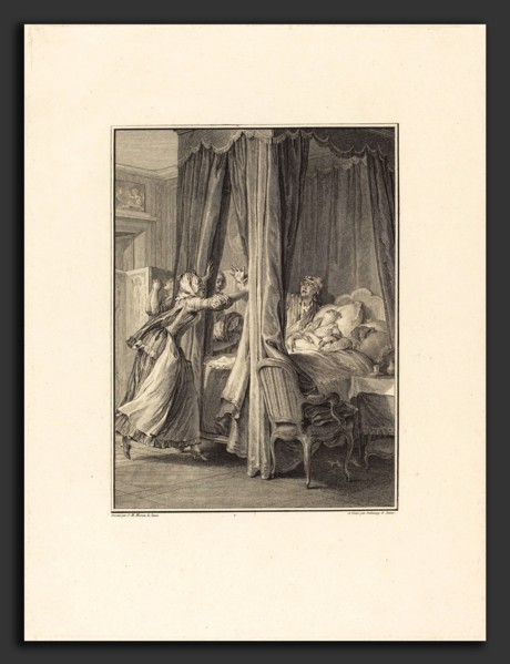 Nicolas Delaunay after Jean-Michel Moreau (French, 1739 - 1792), Mort de Julie, etching and