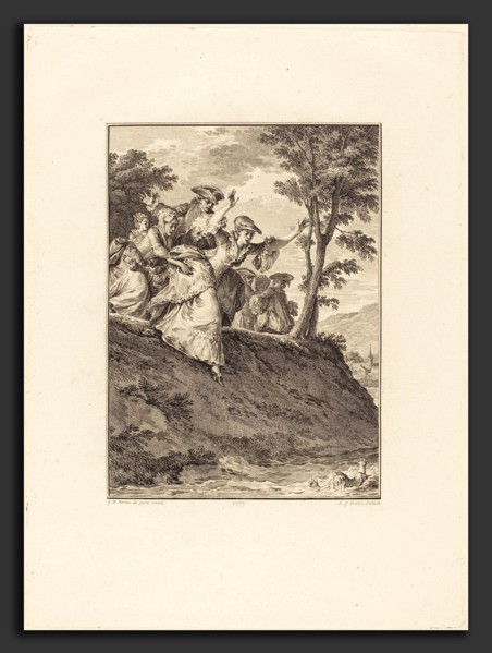 Antoine-Jean Duclos after Jean-Michel Moreau (French, 1742 - 1795), Elle s'élance aprÃ¨s lui, 1777,