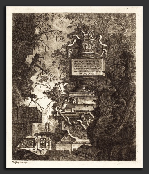 Jean-Laurent Legeay (French, c. 1710 - after 1788), Frontispiece for "Fountains", 1768, etching