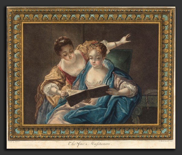 Louis-Marin Bonnet (French, 1736 - 1793), The Fine Musetioners, 1775, chalk manner with applied