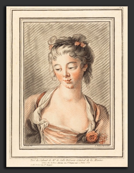 Louis-Marin Bonnet after FranÃ§ois Boucher (French, 1736 - 1793), Bust of a Young Woman Looking