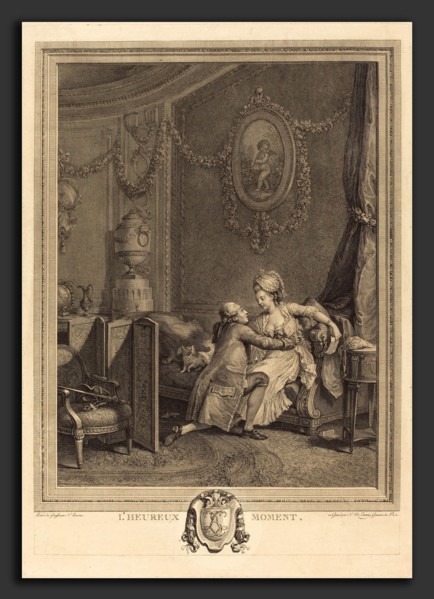 Nicolas Delaunay after Nicolas Lavreince (French, 1739 - 1792), L'heureux moment, 1777, etching and