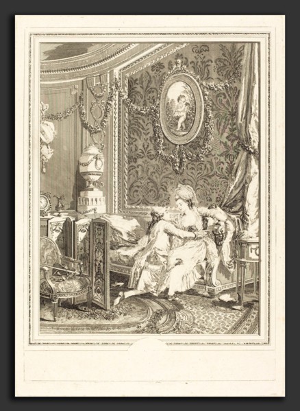 Nicolas Delaunay after Nicolas Lavreince (French, 1739 - 1792), L'heureux moment, 1777, etching