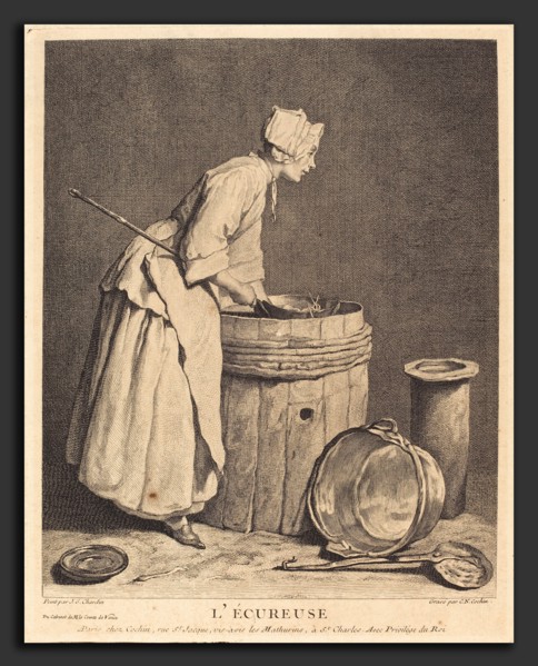 Charles-Nicolas Cochin I after Jean Siméon Chardin (French, 1688 - 1754), L'Ecureuse, 1740,