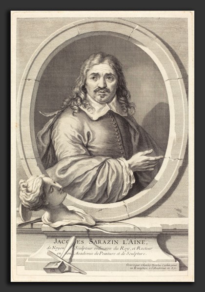 Charles-Nicolas Cochin I (French, 1688 - 1754), Jacques Sarazin the Elder, 1731, engraving over
