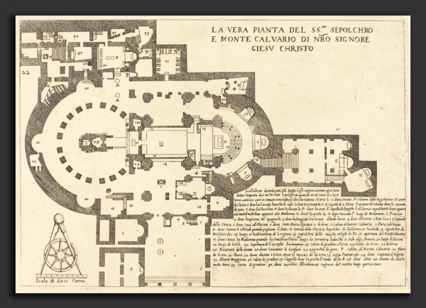 Jacques Callot (French, 1592 - 1635), Plan of the Holy Sepulchre and Mount Calvary, 1619, etching