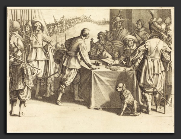 Jacques Callot (French, 1592 - 1635), The Hiring of the Troops, c. 1614, engraving on laid paper