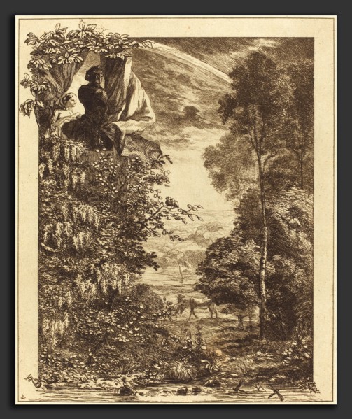 Félix Bracquemond, A Rainbow Landscape with Two Women Viewing it from Above, French, 1833 - 1914,