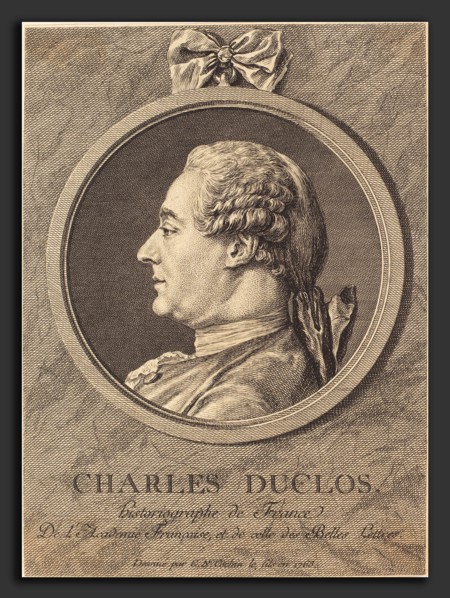 Charles-Nicolas Cochin II (French, 1715 - 1790), Charles Duclos, 1763, engraving over etching on