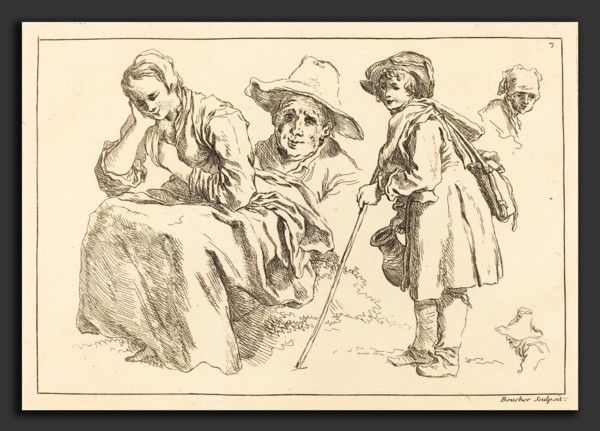 FranÃ§ois Boucher after Abraham Bloemaert (French, 1703 - 1770), Figure Studies including  Standing