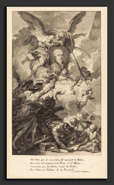 Augustin de Saint-Aubin (French, 1736 - 1807), Simon-Nicolas-Henri Linguet, 1780, engraving over