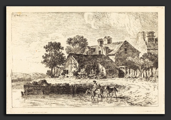 Nicolas Pérignon (French, 1726 - 1782), Horses Being Led to Water on a Winding Riverbank, 1771,