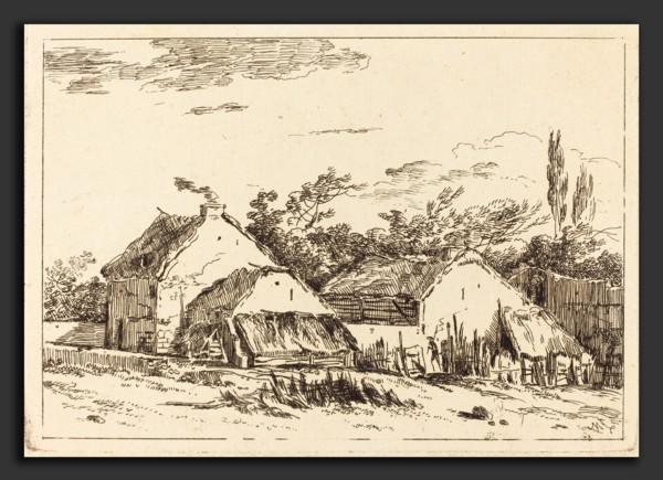 Louis Gabriel Moreau (French, 1739 - 1806), Two Barns, etching