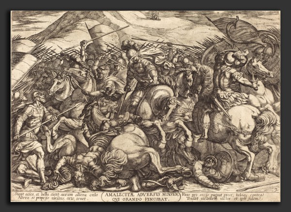 Antonio Tempesta (Italian, 1555 - 1630), The Defeat of the Amalikits by the Hebrews, 1613, etching