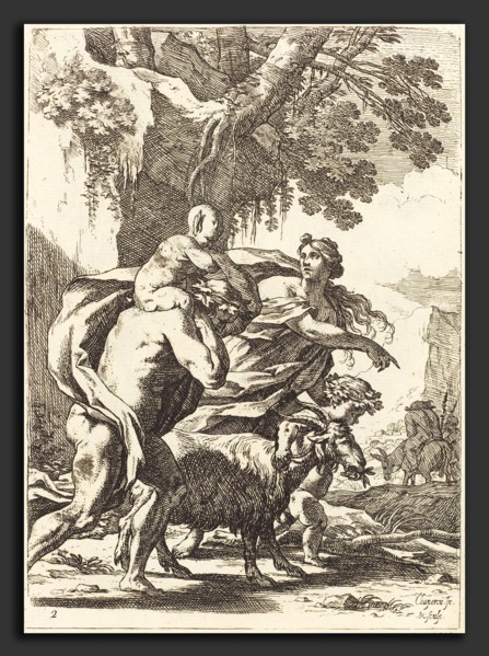 Nicolas Chapron (French, 1612 - c. 1656), Faun and Bacchante with a Child, 1650s, etching with