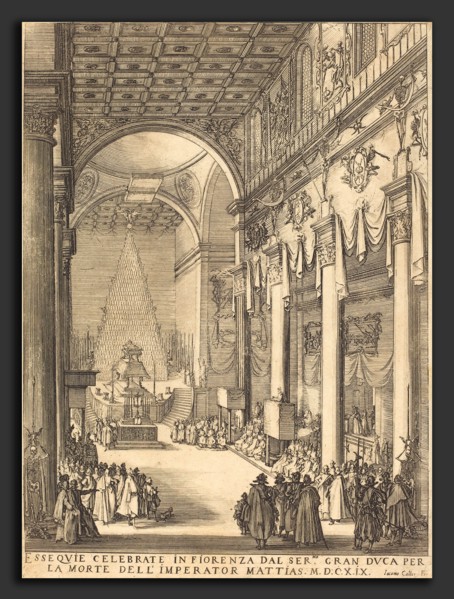 Jacques Callot (French, 1592 - 1635), The Catafalque of the Emperor Mathias, 1619, etching and