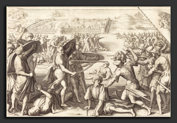 Jacques Callot (French, 1592 - 1635), Assault on the Outer Forts of Bone, c. 1614, engraving