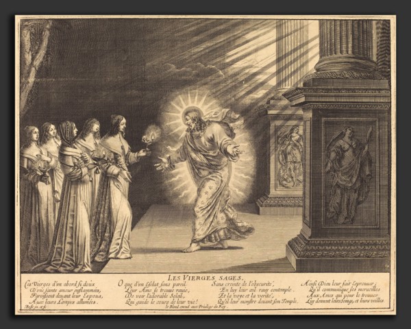 Abraham Bosse (French, 1602 - 1676), The Wise Virgins Carrying Their Lamps, etching on laid paper