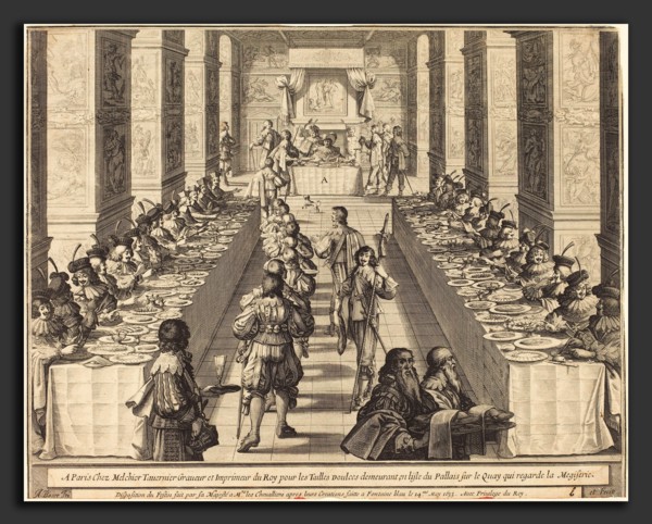 Abraham Bosse (French, 1602 - 1676), Banquet Given by the King to the New Knights, 1633, etching