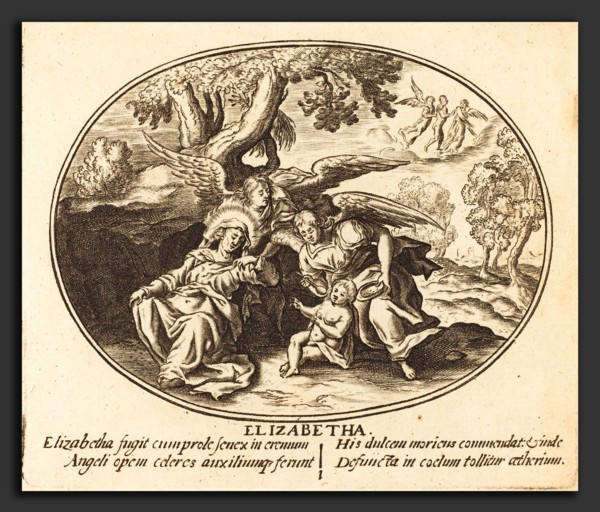 Balthasar Moncornet (French, c. 1600 - 1668), The Flight of Saint Elizabeth with the  Infant Saint