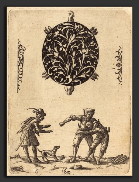 Jean Toutin (French, 1578 - 1644), Design for a Turtle-Shaped Pendant, 1618, engraving on laid