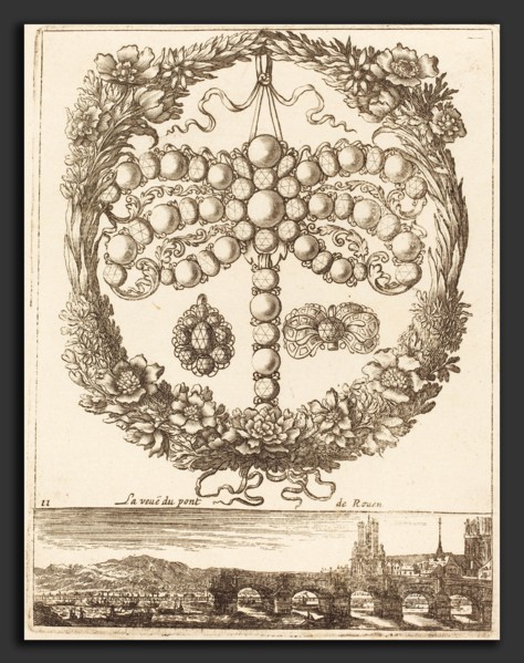 FranÃ§ois Le Febvre (French, active 1635-1657), La veue du pont de Rouen, probably 1665, engraving