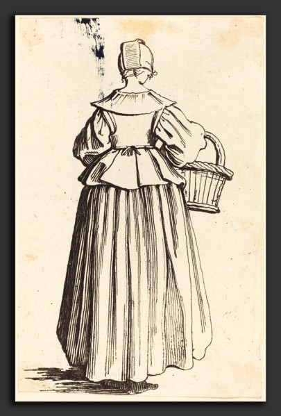 Israel Henriet after Jacques Callot (French, c. 1590 - 1661), Peasant Woman with Basket, Seen from