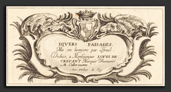 after Jacques Callot, Title Page for "Various Landscapes", 1635 or after, etching