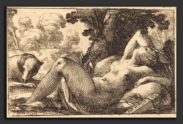 Laurent de La Hyre (French, 1606 - 1656), Diana Recumbent, 1620s, etching on laid paper