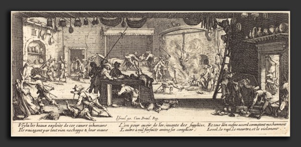 Jacques Callot (French, 1592 - 1635), Plundering a Large Farmhouse, c. 1633, etching